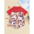 thumbnail image 3 of FEORJGP Infant Baby Girls Boys Independence Day Romper 3M 6M 12M 18M Newborn Short Sleeve Shirt Jumpsuit Lapel Dinosaur/Flag Eagle Print Rompers Patchwork Cute Cartoon Bodysuit for Summer, 3 of 7