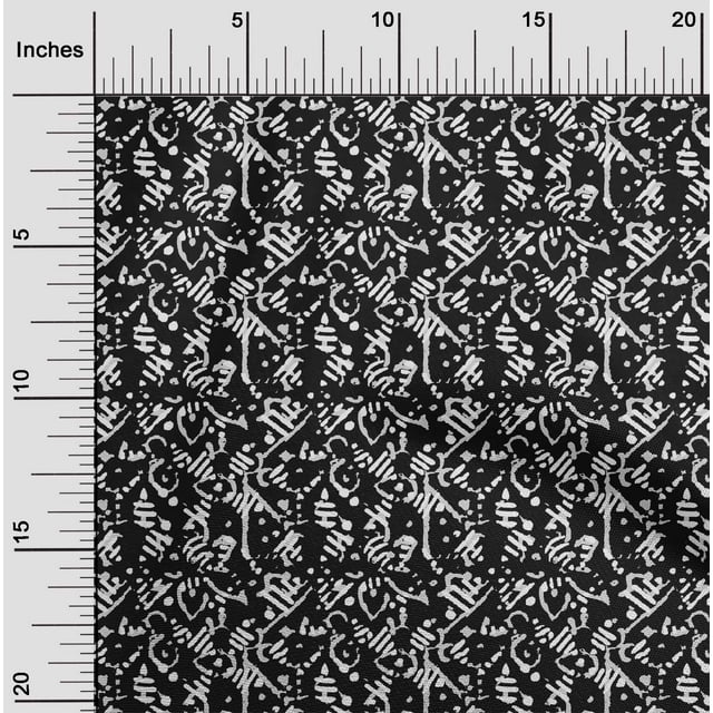 oneOone Tissu en Viscose Chiffon Imprimé Bloc Abstrait 1 Yard 42 Pouces de Large