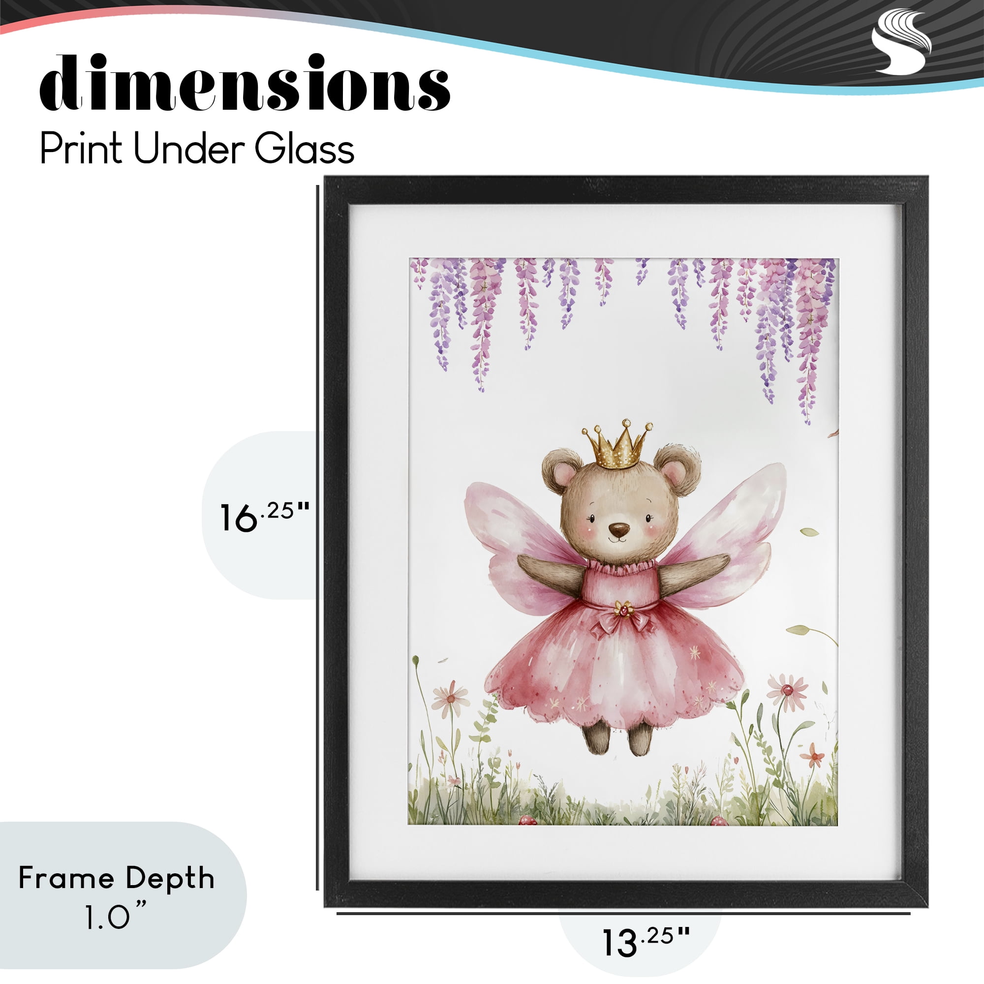 Stupell Industries Woodland Bear Forest Fairy Black Framed Print Under Glass, design by LSR Design Studio