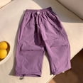 thumbnail image 4 of Bixock Toddler Girls Cargo Pants,Girls Sweatpants,Solid Color Pants Linen Cargo Pants Wide Leg Pants Long Pants, 4 of 6
