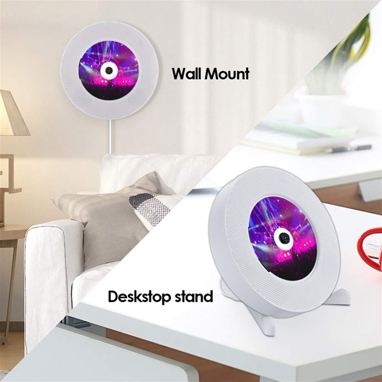 Portable DVD CD Player Wall Mountable Wireless Home Music Player With Remote Control FM Radio Speakers MP3 ,Easy to Use