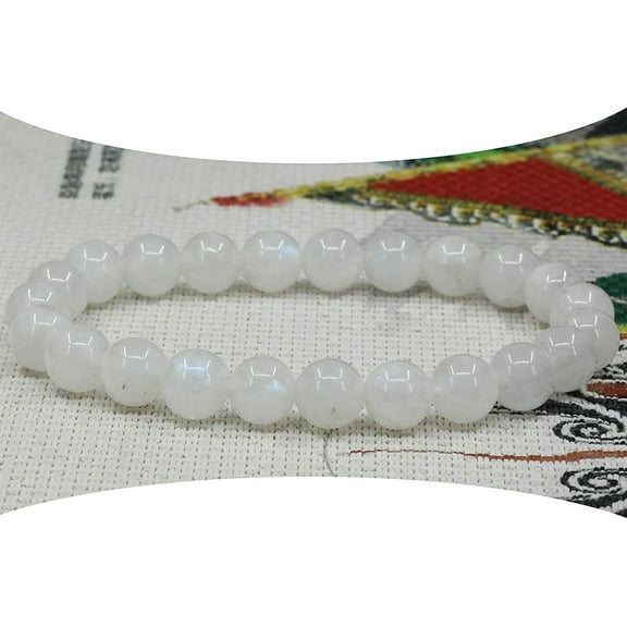 Natural Blue Moonstone Gemstone 6mm Round Beads Stretch Bracelet 7" Unisex