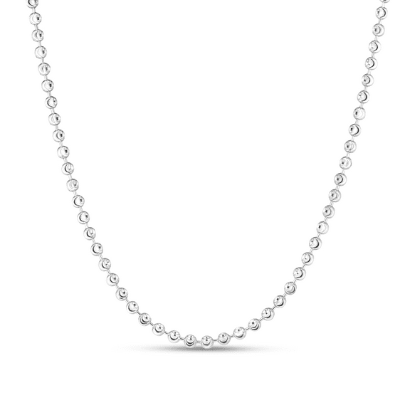 JewelStop Sterling Silver Diamond Cut/Textured Finish 3mm Moon-cut Bead Chain with Lobster Clasp - 16"