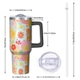 thumbnail image 2 of 40oz Pioneer Flower Floral Print Pattern Insulated Tumbler with Handle, BPA-Free Leak Proof Lid and Straws, Double Wall Vacuum, Hot 12h/Cold 34h, 2 of 6