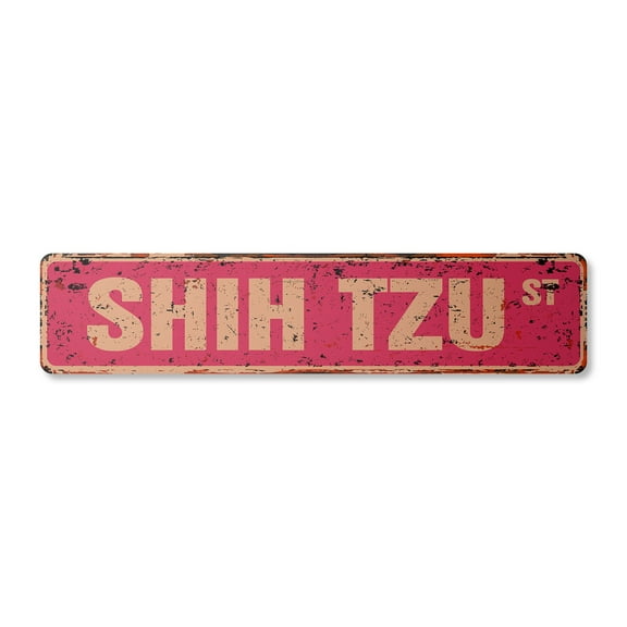 SHIH TZU Vintage Plastic Street Sign dog lover great idea walker | Indoor/Outdoor |  24" Wide