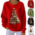 thumbnail image 1 of Yteetum Chandail en Molleton Joyeux Noël pour Femmes, Col Rond Surdimensionné, Tricot Côtelé, Chandail Sans Capuche, Haut Décontracté, Imprimé Graphique de Noël, Col Rond, Manches Longues, Ample, 1 of 3