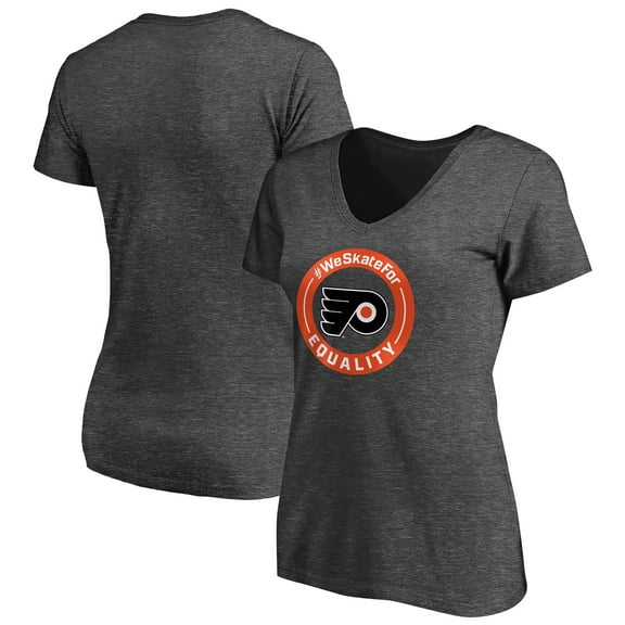 Women's Heather Gray Philadelphia Flyers #WeSkateFor V-Neck T-Shirt