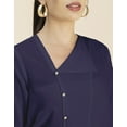 thumbnail image 4 of Moomaya Womens Diagonal Collar Solid Top, Long Sleeves Stylish Formal Top, 4 of 8