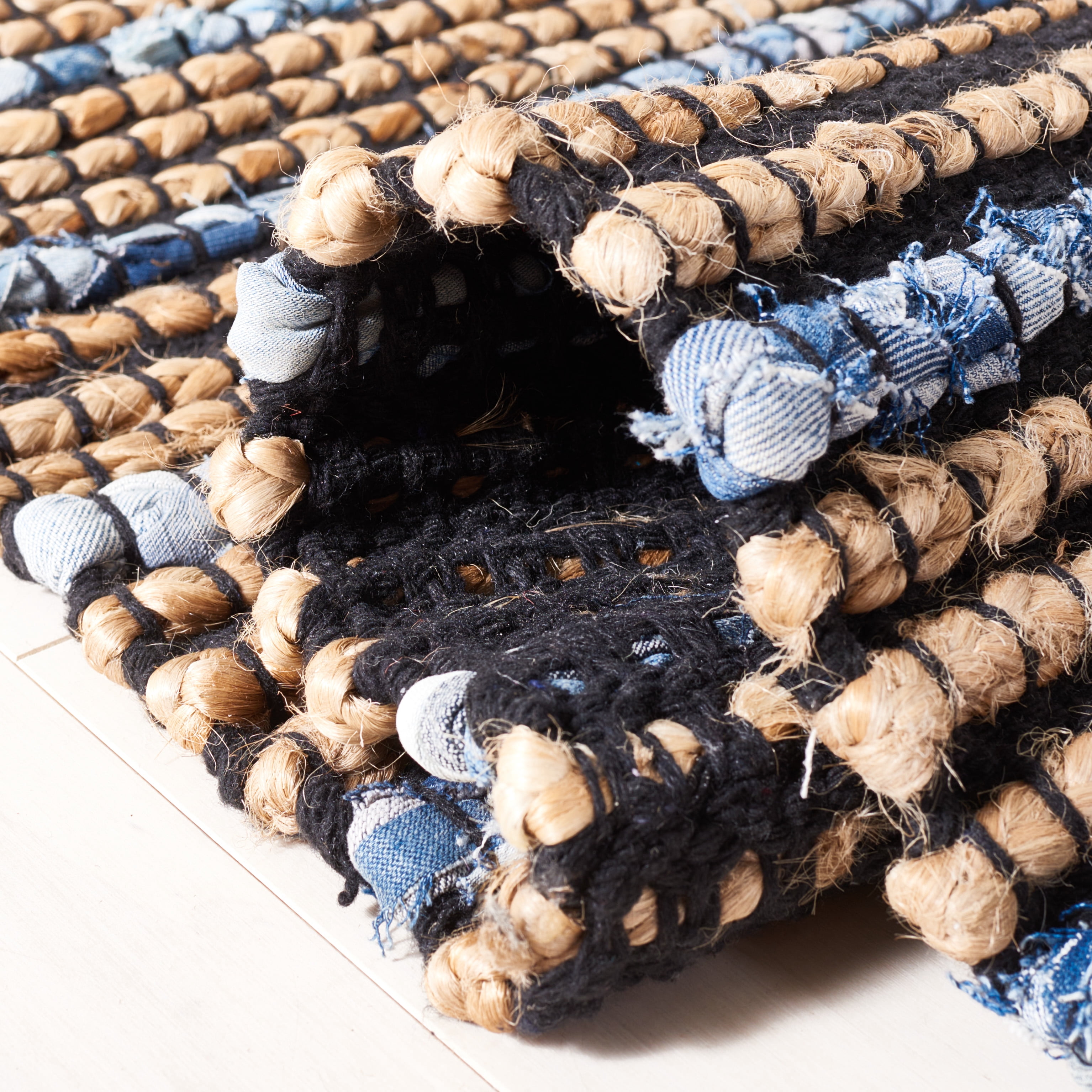 SAFAVIEH Cape Cod Roxanne Geometric Area Rug, Natural/Blue, 8' x 10'