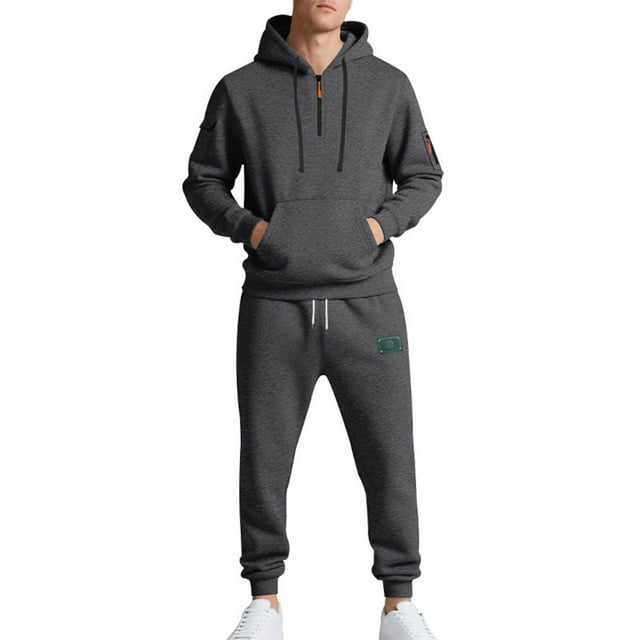 Pantalon pour Hommes Décontracté Chandail à Capuche Sport Manches Longues Ensemble Deux Pièces