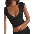 thumbnail image 2 of Michellecmm  Women's Deep V Neck Tops, Short Sleeve Low Cut Slim Fit T-Shirts, 2 of 8