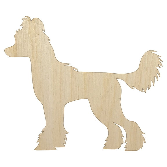 Chinese Crested Dog Solid Wood Shape Unfinished Piece Cutout Craft DIY Projects - 4.70 Inch Size - 1/8 Inch Thick