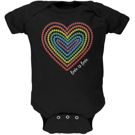 

Love is Love Rainbow Gemstone Heart Soft Baby One Piece Black 3-6 M