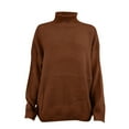 thumbnail image 4 of MSJUHEG Womens Sweaters Turtleneck Sweater Women Cotton High Neck Pullover Style Long Sleeves Lightweight Women'S Sweaters Coffee L, 4 of 5