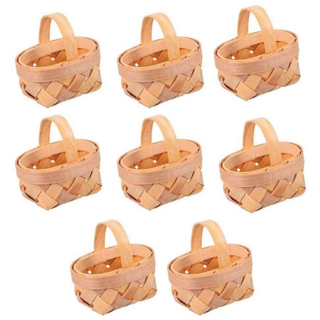 8pcs Mini Woven Baskets With Handles For Party Favors Crafts Decor Photo Prop