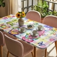 thumbnail image 3 of Watercolor Floral Gnomes Table Cloths for 6 Foot Rectangle Tables, Spring Flowers Butterflies Grid Patio Waterproof Elastic Fitted Tablecloths, Washable Rectangular Table Cover for Camping, 3 of 8