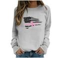 thumbnail image 2 of Luxalzxs Pink Ribbon Breast Cancer Shirt for Women American Flag Graphic Print Pullover Casual Long Sleeve Crewneck Sweatshirt October Cancer Fighter Shirts, 2 of 4
