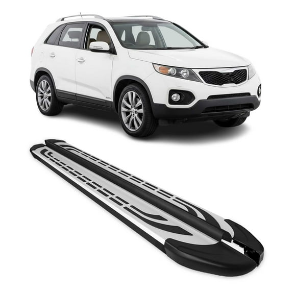 OMAC Nerf Bars Side Step Running Boards for Kia Sorento 2011-2013 Black Silver 2Pcs