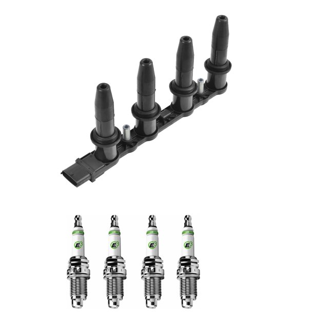 Set of 1 ISA Ignition Coils and 4 E3 Spark Plugs Compatible with 2008