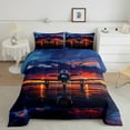 thumbnail image 2 of Manfei Modern Aircraft Queen Comforter Set,Airplant Bedding Sets,Orange Sunset Bedding Comforter Set For Boys,Microfiber Bedroom Decor Reversible,3 Pieces, 2 of 8