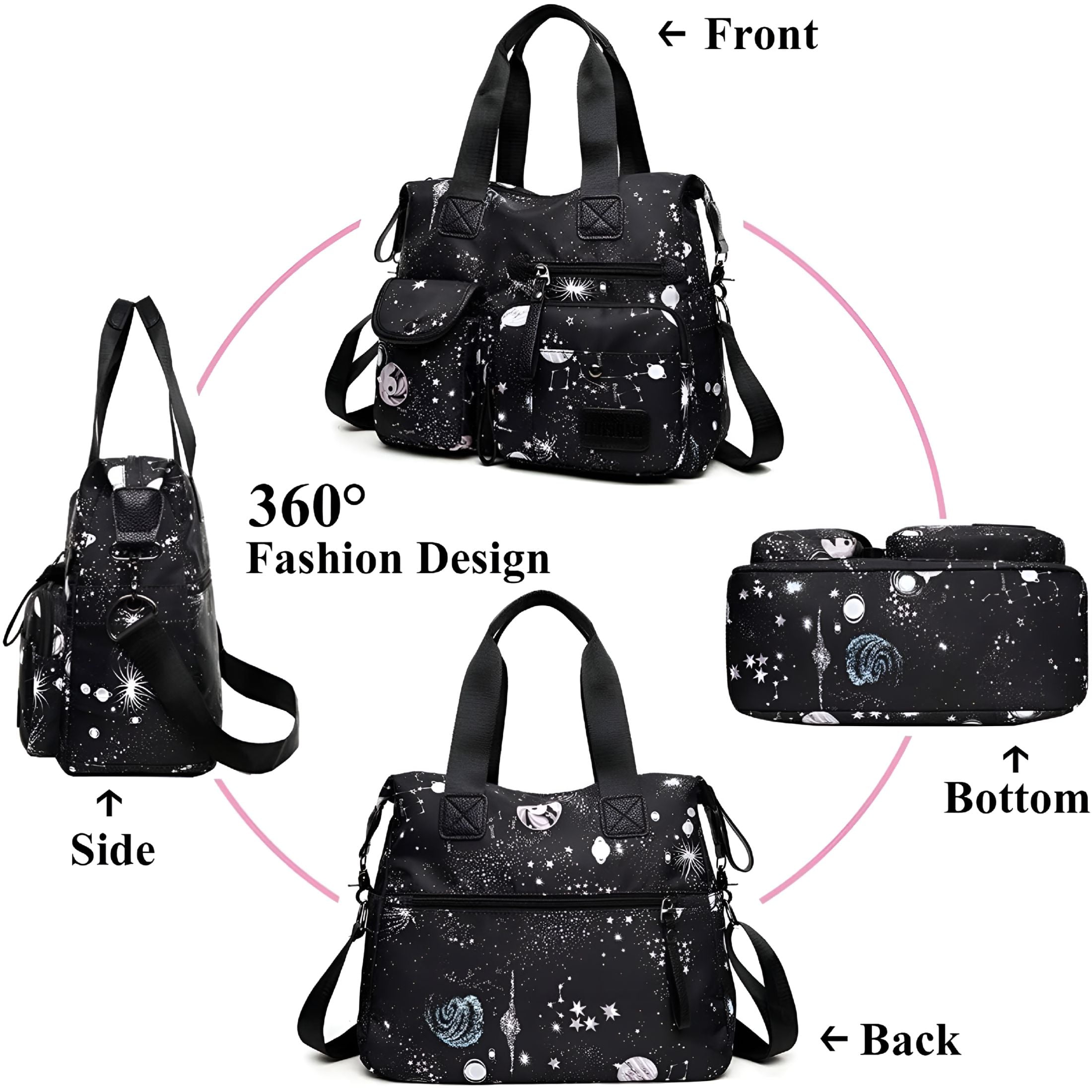 GASTROPOD Women Tote Bag with Multi Pockets, Nurse Bags for Work Nursing Bag, Lightweight Crossbody Purse, Nylon Tote Handbag for Women