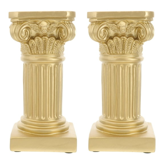 RUNROTOO 2Pcs Roman Pillar Sculpture Golden Resin Home Decoration For Balcony Garden