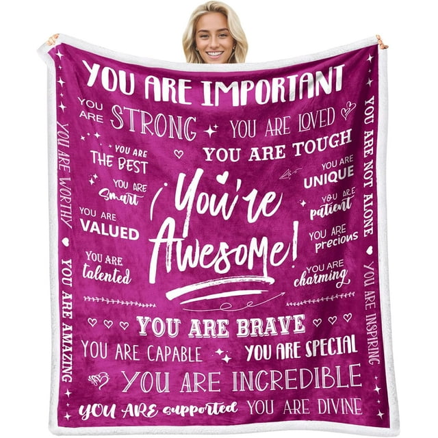 LHSHID Women Sherpa Blanket Get Well Gifts for Women You are Awesome Sherpa Throw Blanket Inspirational Gift for Her Thinking of You Friendship Feel Better After Surgery Gifts 60"x80"