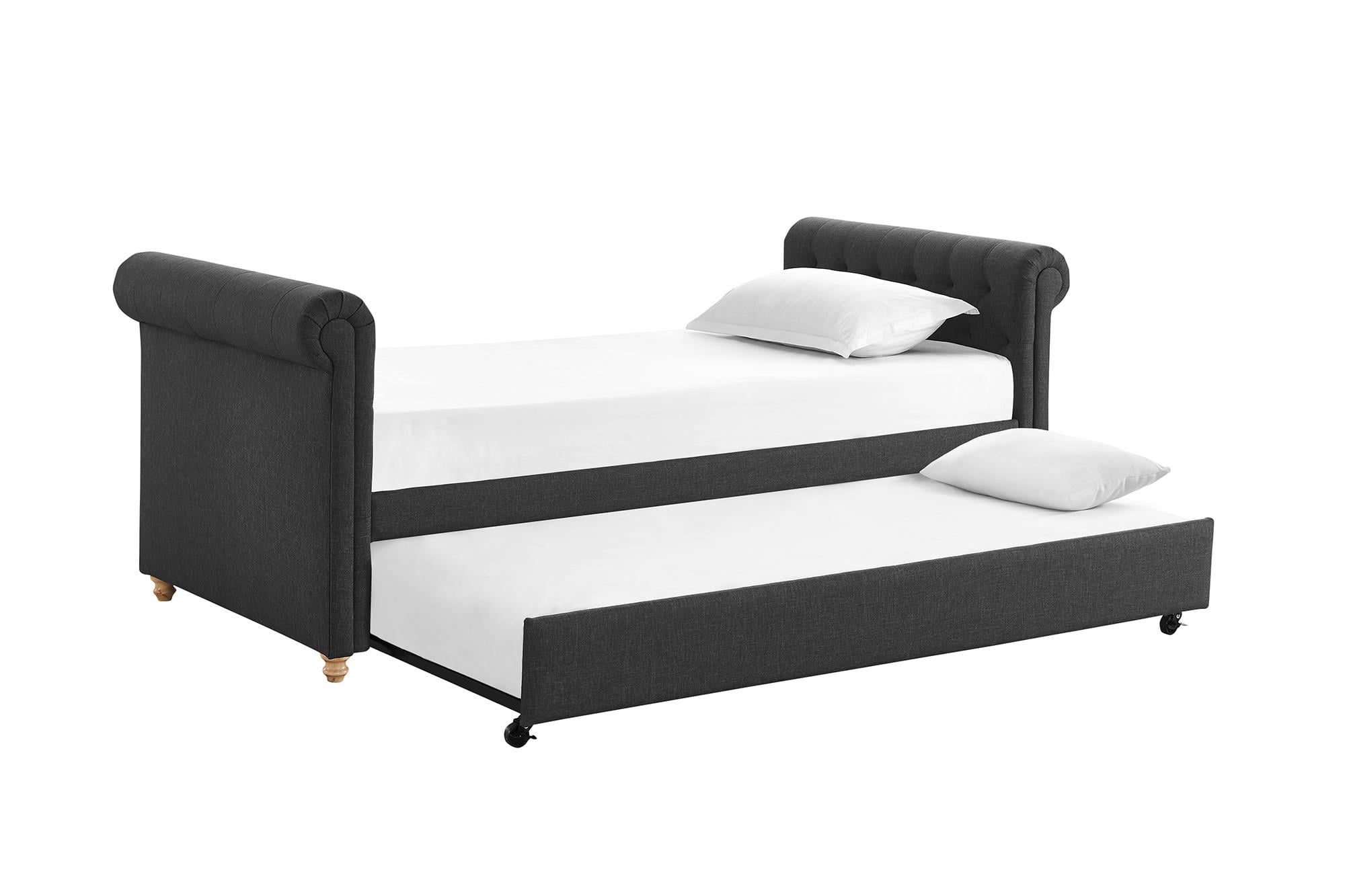 DHP Sophia Upholstered Daybed and Trundle, Dark Gray Linen