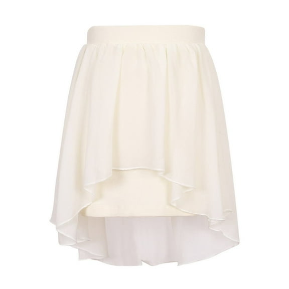 Little Girls Cream Irregular Chiffon Covered Knit Skirt 5