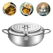 Luxshiny 1.5L Stainless Steel Frying Pan with Lid, , Ideal for Home and Restaurant Cooking
