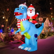 8FT Dinosaur Christmas Inflatable, Christmas Inflatables Outdoor Decoration, Santa Claus Rides a Dinosaur Christmas Inflatable with Built-in Led Lights for Outdoor Party Lawn Garden Decoration
