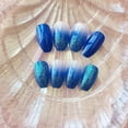 thumbnail image 4 of Medium, Blue Gradient Fake Nails, Glitter Artificial False Nails with Double Side Adhesive Tabs for Women Girls (24pcs), 4 of 4