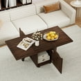 thumbnail image 2 of Costway Foldable Coffee Table 48" Extendable Center Table with Storage Cabinets & Wheels Walnut, 2 of 10