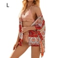 thumbnail image 1 of Blusa de mujer con estampado bohemio, cubierta corta para la playa, top de kimono a prueba de sol, rojo, L Methold  AP001231-07, 1 of 7