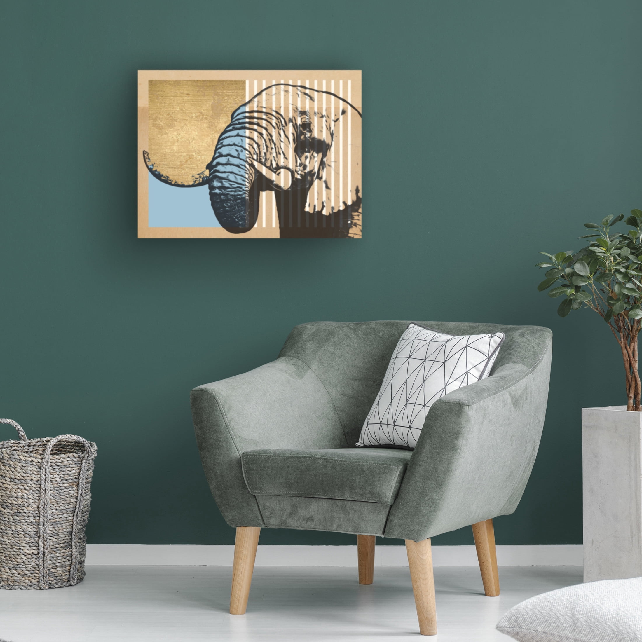Trademark Fine Art Alonzo Saunders  Gold Geometric Elephant II Canvas Wall Art