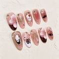 thumbnail image 5 of 30Pcs Halloween Press On Nails Almond - Pink Spooky Ghost Bat Pumpkin Design,Gothic Acrylic Press-On Nails with 3D Flower,Rhinestones,Ghost/Bat/Pumpkin,Reusable & Easy Apply,Ideal for Halloween Party, 5 of 7