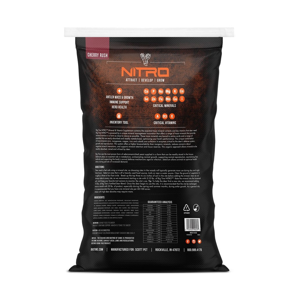 Big Tine Nitro Mineral and Vitamin Supplement for Hunting Attractants 20 lb Bag