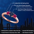 thumbnail image 2 of Gem Stone King 18K Rose Gold Plated Silver Blue Sapphire and Red Ruby Engagement Ring for Women | 1.30 Cttw | Round 5MM | Gemstone September Birthstone | Size 5, 2 of 6