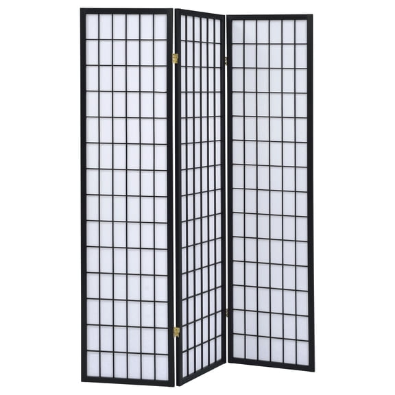 Coaster Carrie 3-Panel Room Divider Folding Shoji Screen, Black