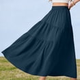 thumbnail image 6 of BRGZLK Women's Long Skirts Summer Solid Color Casual Elegant Smock Layered Tiered Maxi Skirt High Waisted A Line Flowy with Pockets, 6 of 6