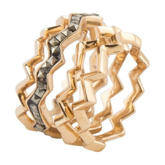 Marcasite and Bronze Stack Ring Set