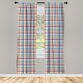 thumbnail image 2 of Ambesonne Fashion Curtains, Colorful Plaid Ornament, Pair of 28"x84", Dark Coral Blue and Green, 2 of 4
