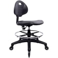thumbnail image 4 of Drafting Stool - Easy to Clean! Ergonomic Polyurethane Chair. Seat Height Adjustable w/Heavy Duty Footring for Home, Automotive, Lab, Cleanroom (Soft Roller Blade Casters, Medium Stool)$$Office, 4 of 9