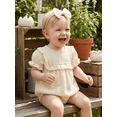thumbnail image 5 of Cenuakty 3M 6M 12M 18M Infant Baby Girl Outfit Puff Short Sleeve Crew Neck Solid Color Romper with Bow Headband Set, 5 of 9