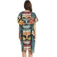 thumbnail image 2 of Beach Vacation Clothes Kimono Cardigan Loose Swimsuit Cover Up for Women Tropical Totem Mask Flower L, 2 of 6