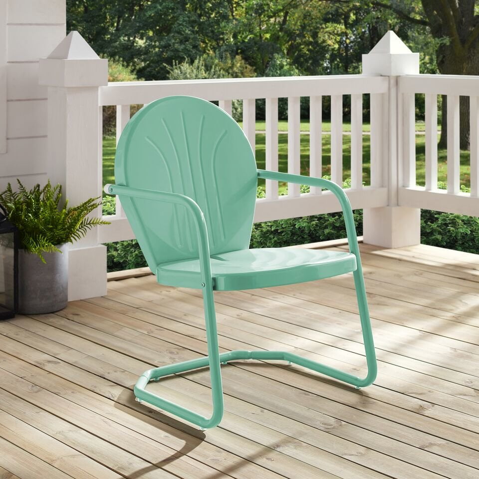Crosley Furniture Griffith Metal Outdoor Patio Chair in Aqua