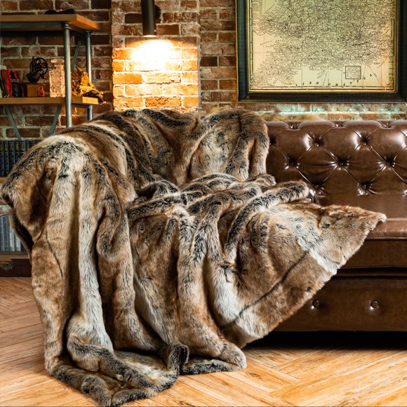 Battilo Luxury Faux Fur Blanket Winter Warm Elegant Cozy Throw Fur Blanket Decorative Sofa Blanket Bed Blanket Perfect Gift (Brown, 50"x60")