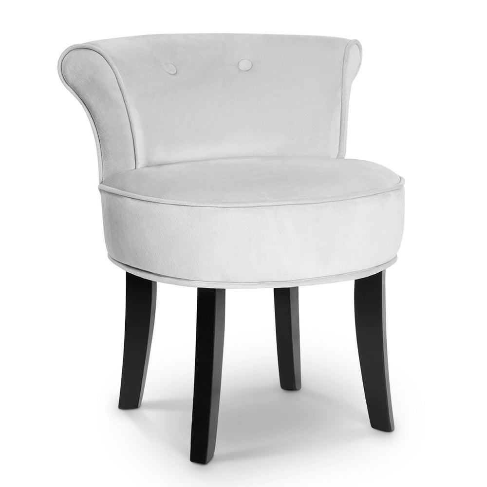 EBTOOLS Upholstered Grey Chenille Vanity Stool With Black Legs Bedroom Dressing Chair Bedroom 