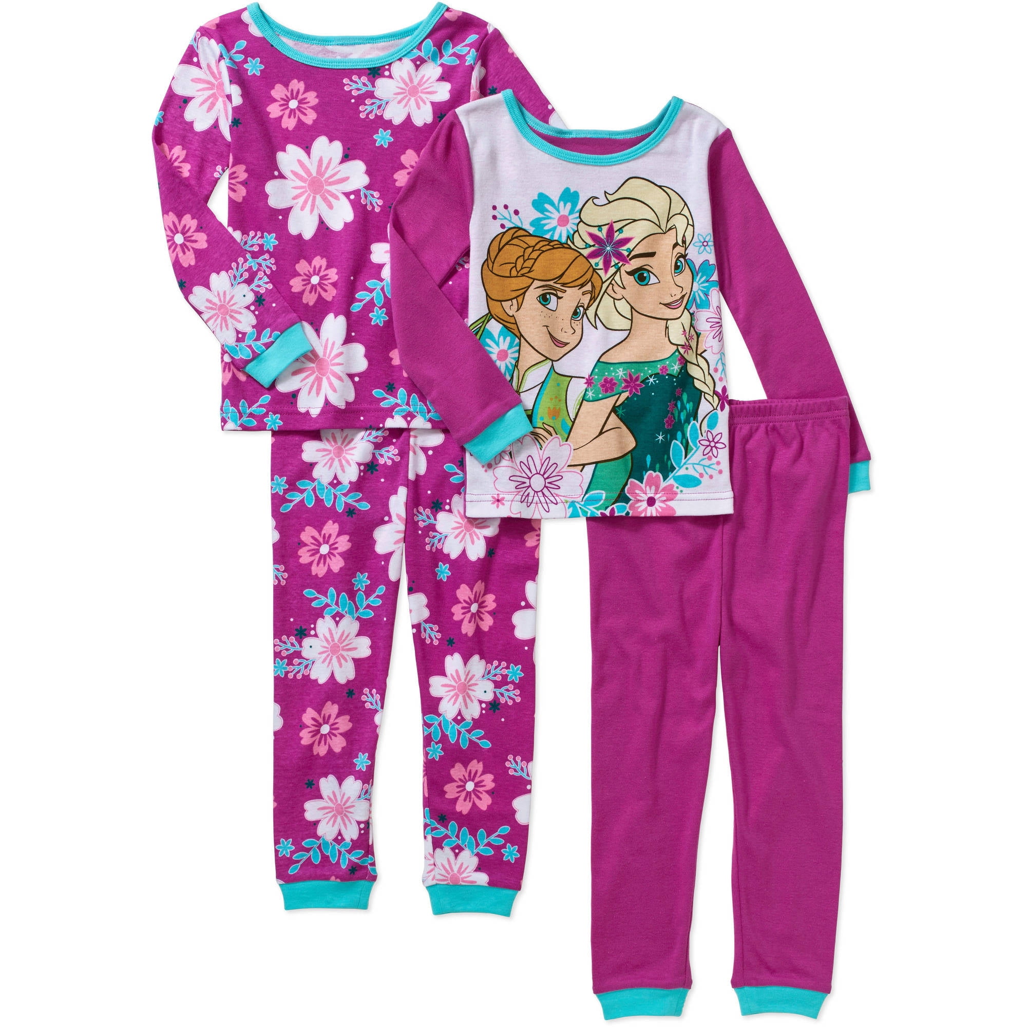 Disney Frozen Fever Baby Toddler Girl Cotton TightFit Pajamas, 4Piece