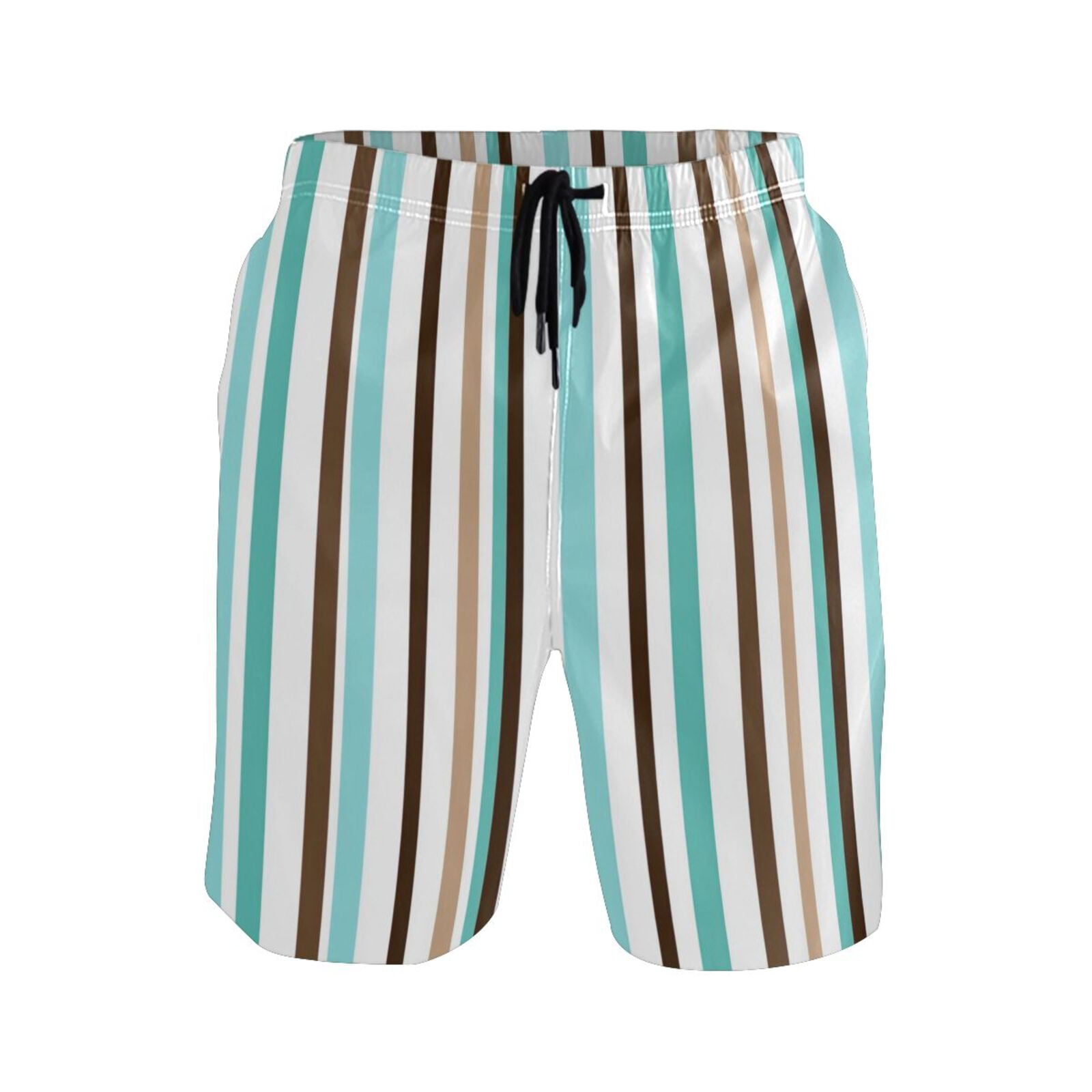 IAUYY Men s Quick-Dry Beach Shorts with All-Over Print - Lightweight Swim Trunks for Summer (S-XXL) Machine Washable Vertical Lines